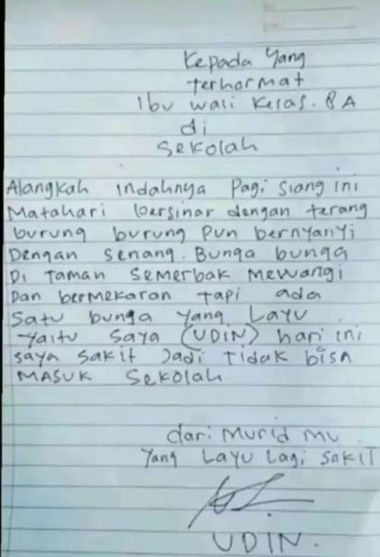Potret lucu surat izin siswa Berbagai sumber