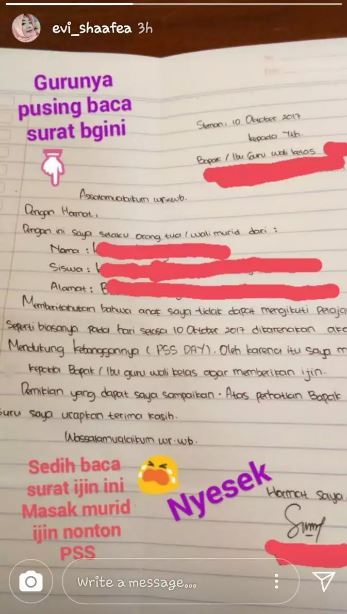 Potret lucu surat izin siswa Berbagai sumber