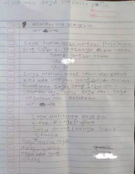 Potret lucu surat izin siswa Berbagai sumber