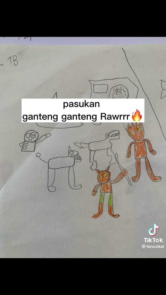 Murid disuruh gambar hewan © TikTok