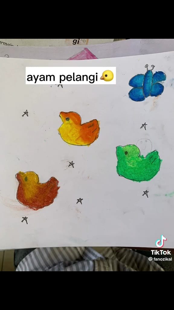 Murid disuruh gambar hewan © TikTok