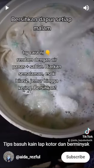 Tak perlu baking soda atau sitrun, ini cara cuci lap dapur berminyak pakai 1 bahan dapur tanpa dikucek
