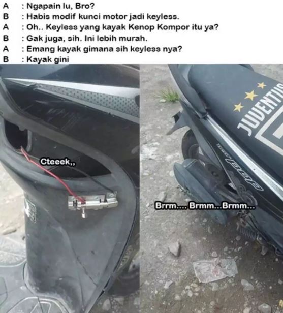 Potret kocak desain kontak kunci motor Berbagai sumber