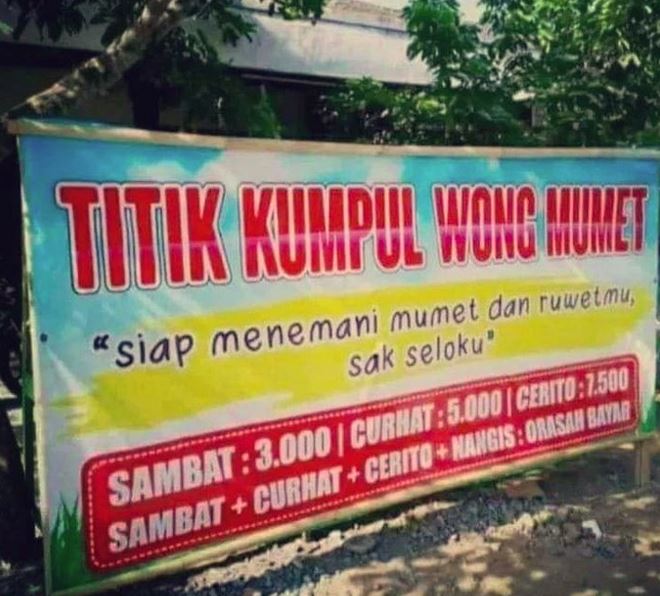 Potret kocak spanduk jualan jasa antimainstream Berbagai sumber Potret kocak spanduk jualan jasa antimainstream Berbagai sumber