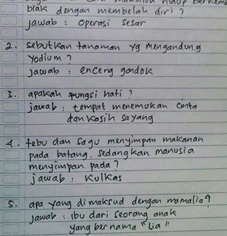 Potret kocak tugas siswa saat ulangan IPA Berbagai sumber