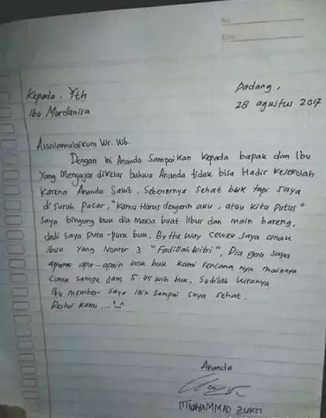 Potret kocak surat izin sekolah © 2023 brilio.net Potret kocak surat izin sekolah © 2023 brilio.net