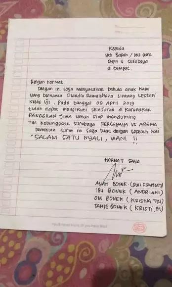 Potret kocak surat izin sekolah © 2023 brilio.net