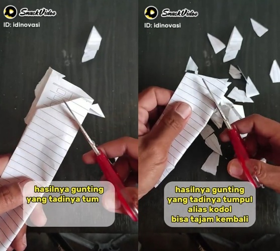 bikin gunting tumpul jadi tajam bak baru © TikTok
