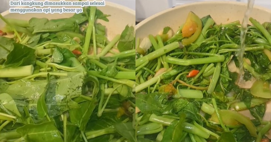 Tanpa direbus di air garam atau baking soda, ini trik jitu menumis kangkung agar empuk dan tetap hijau