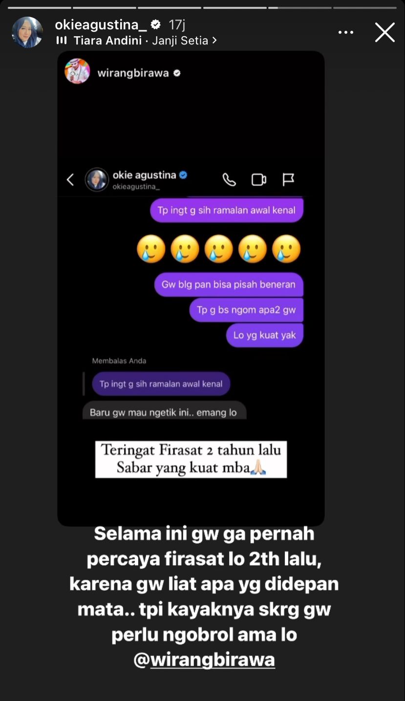 okie agustina ungkap ramalan rumah tangga © instagram