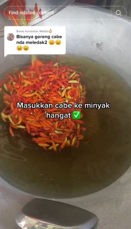 Tak perlu dibelah atau ditusuk, begini trik aman menggoreng cabai agar tak meletup-letup