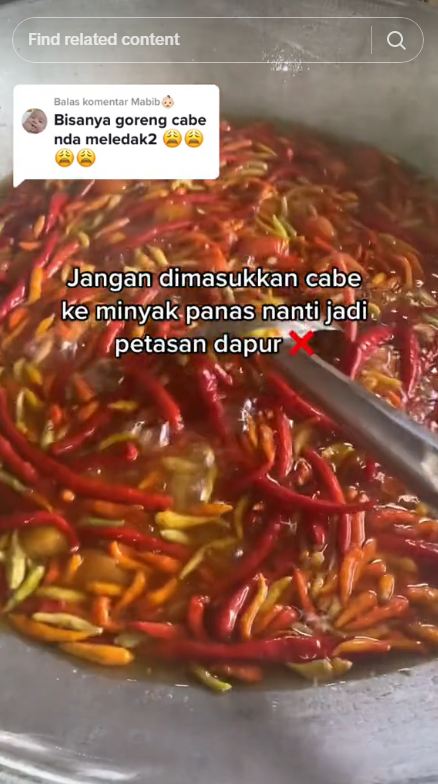 Tak perlu dibelah atau ditusuk, begini trik aman menggoreng cabai agar tak meletup-letup