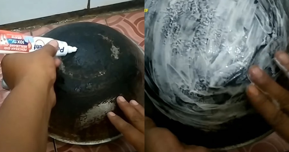 Tanpa diberi sitrun, ini cara hilangkan kerak gosong di pantat wajan pakai 2 bahan dalam 5 menit