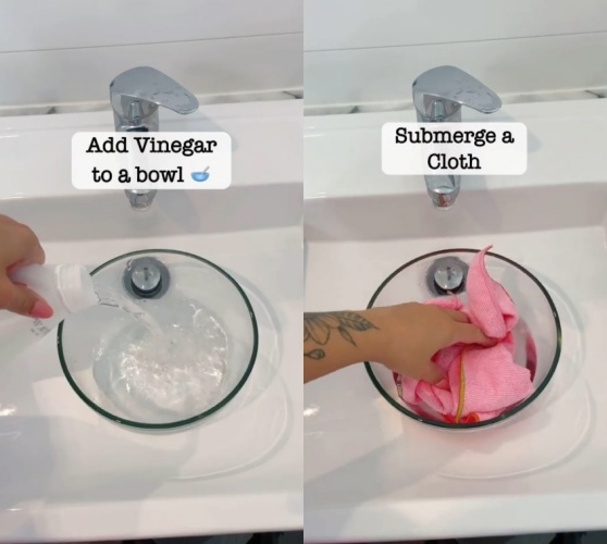 bersihkan kerak di wastafel kamar mandi © TikTok