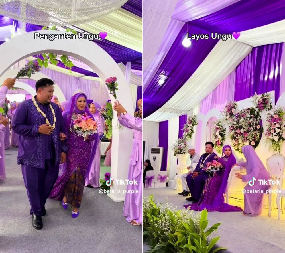 pesta nikahan serba ungu © TikTok
