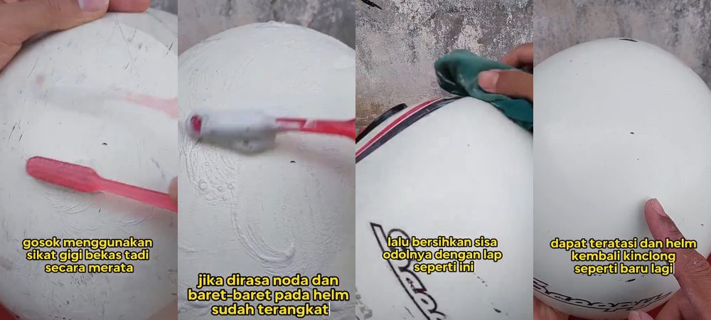 trik hilangkan noda baret pada helm pakai 1 alat mandi © berbagai sumber trik hilangkan noda baret pada helm pakai 1 alat mandi © berbagai sumber