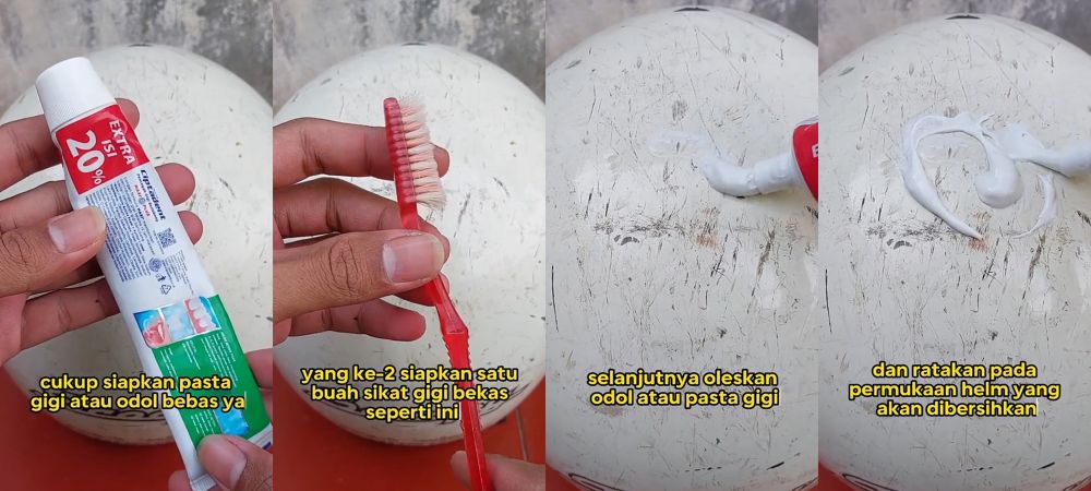 trik hilangkan noda baret pada helm pakai 1 alat mandi © berbagai sumber trik hilangkan noda baret pada helm pakai 1 alat mandi © berbagai sumber