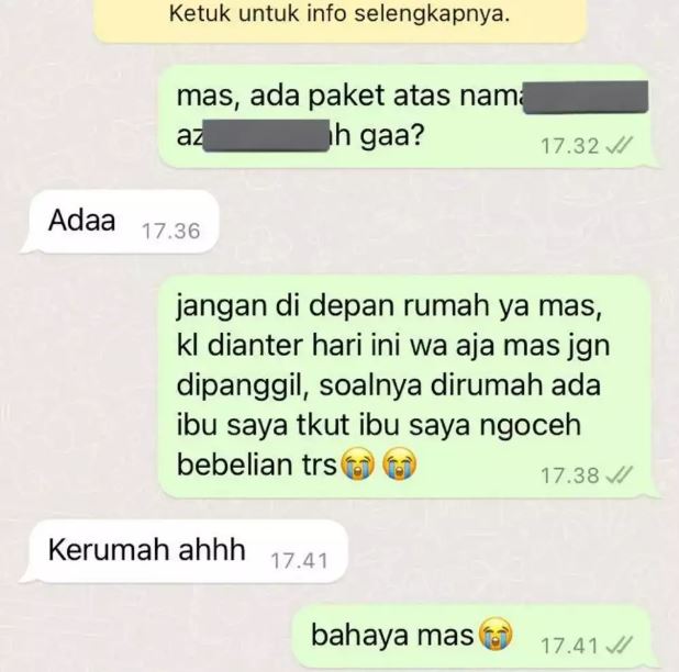 chat lucu kurir paket ajak pelanggan bercanda Berbagai sumber