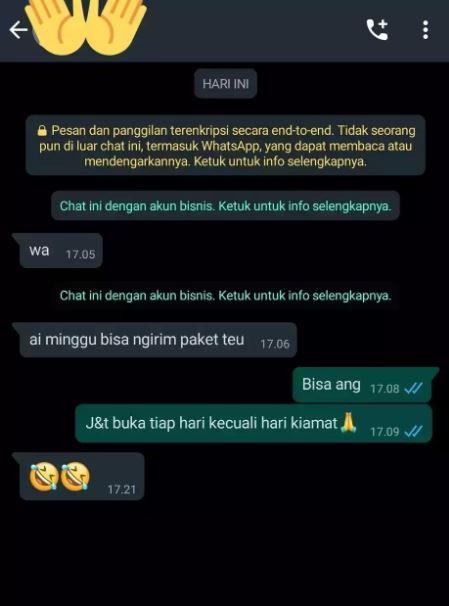 chat lucu kurir paket ajak pelanggan bercanda Berbagai sumber