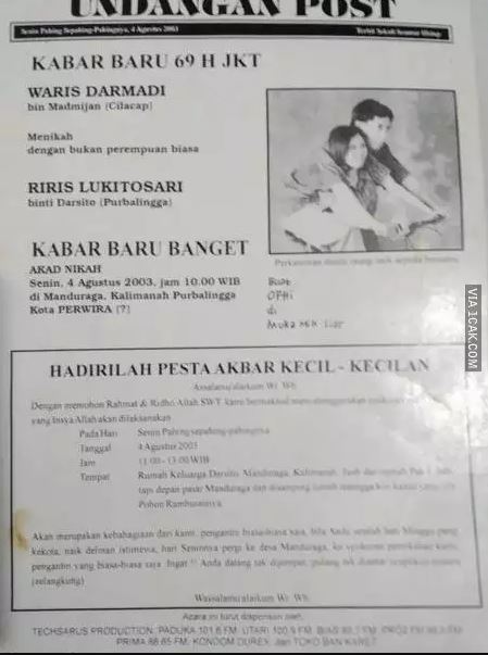 Potret kocak isi surat undangan pernikahan Berbagai sumber