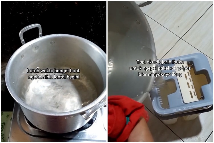 Cara bersihkan lantai licin kena cipratan minyak cukup tambah 1 bahan dapur, hasilnya kesat dan wangi