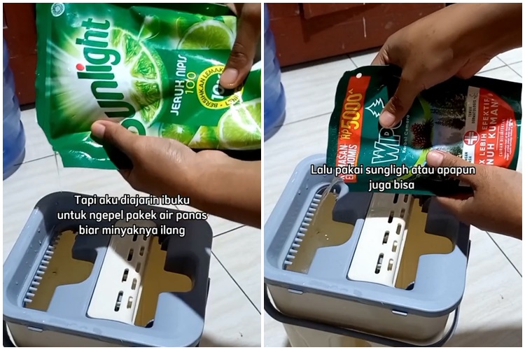 Cara bersihkan lantai licin kena cipratan minyak cukup tambah 1 bahan dapur, hasilnya kesat dan wangi