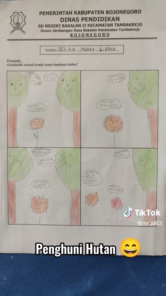 Murid 1 SMP disuruh gambar komik © TikTok