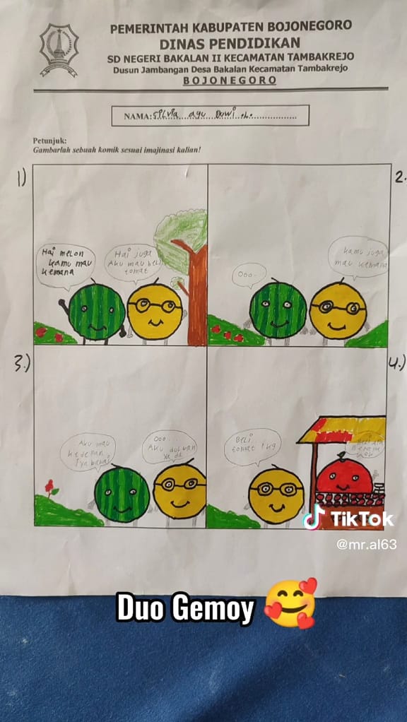 Murid 1 SMP disuruh gambar komik © TikTok