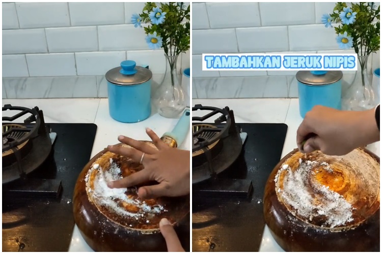 Tanpa sitrun, ini cara ampuh menghilangkan kerak di pantat wajan agar kinclong lagi cuma modal Rp5.000