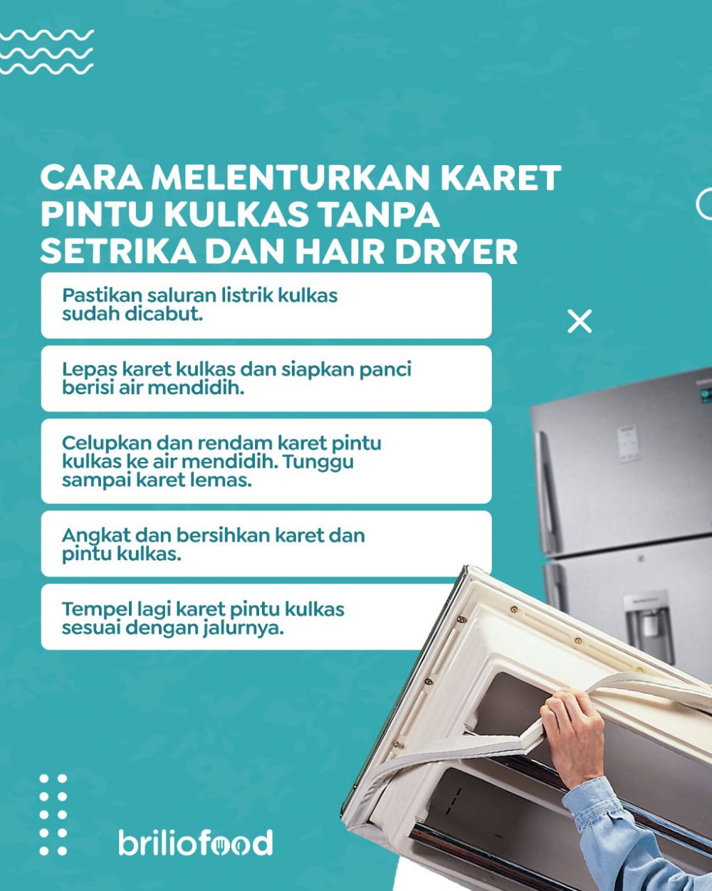 Bukan pakai setrika atau hair dryer, ini cara atasi karet pintu kulkas longgar dengan 1 bahan dapur