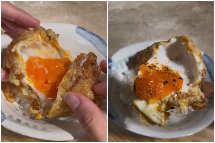 Wanita ini goreng telur beku mentah jadi egg tempura ala anime, hasilnya bikin ngelus dada