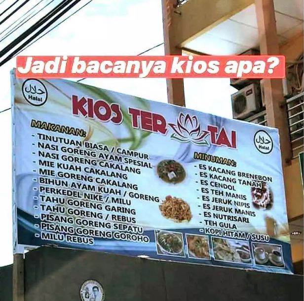 Potret kocak tulisan di spanduk warung Berbagai sumber