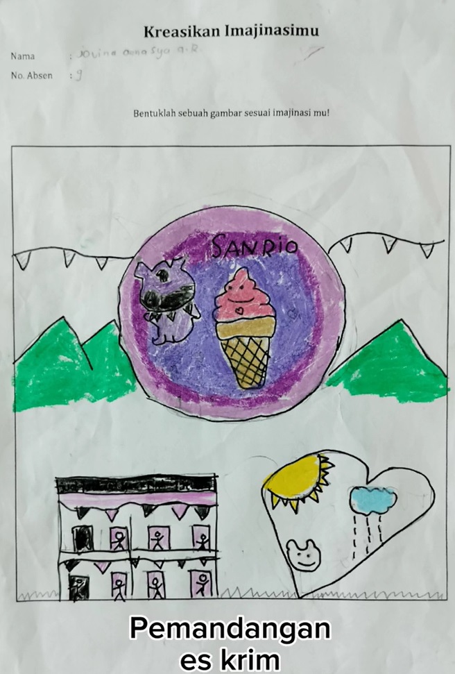  anak kelas 5 SD disuruh gambar dari garis melengkung © berbagai sumber