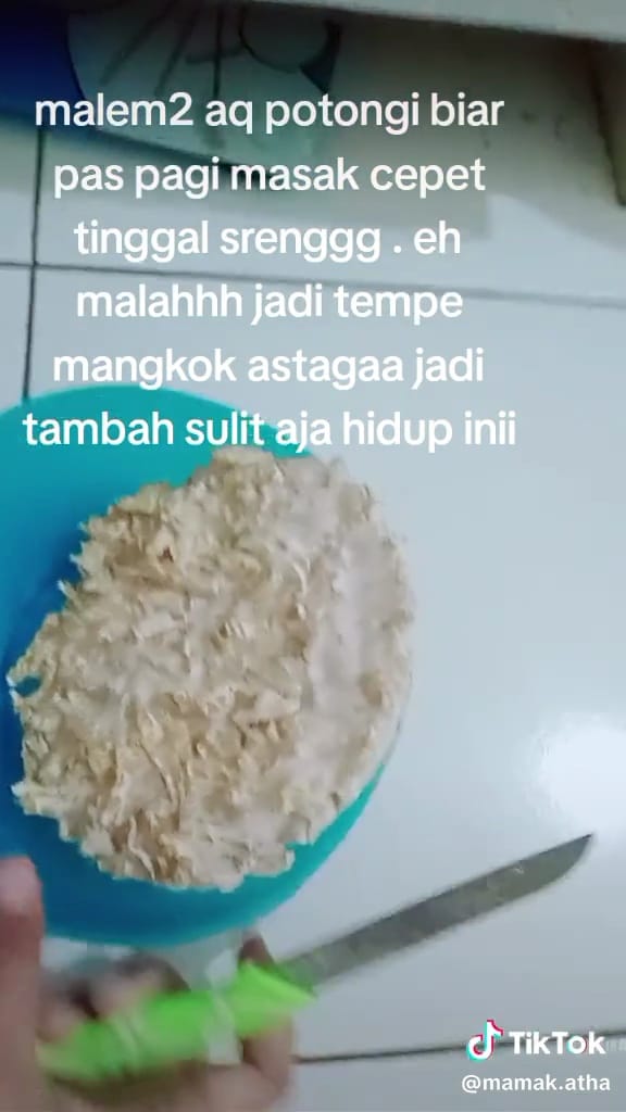 Gagal sat-set masak tempe © TikTok