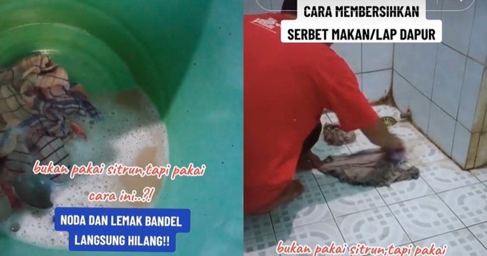 Tanpa sitrun dan baking soda, ini trik mencuci lap dapur dekil berminyak agar kesat lagi pakai 3 bahan