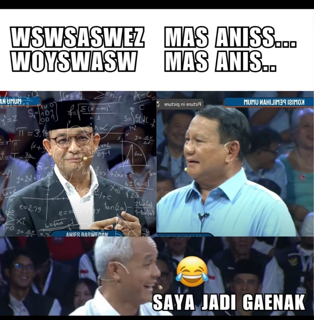 Meme kocak debat capres  Berbagai sumber