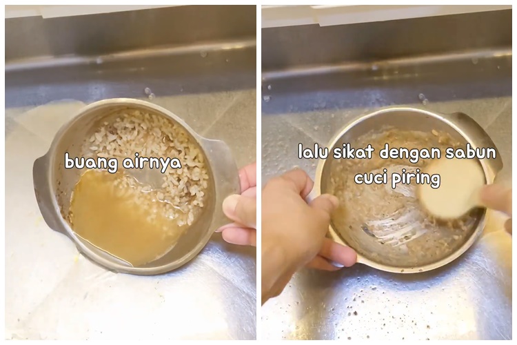 Bukan baking soda, ini cara bersihkan kerak gosong di bagian dalam panci pakai 2 bahan dapur