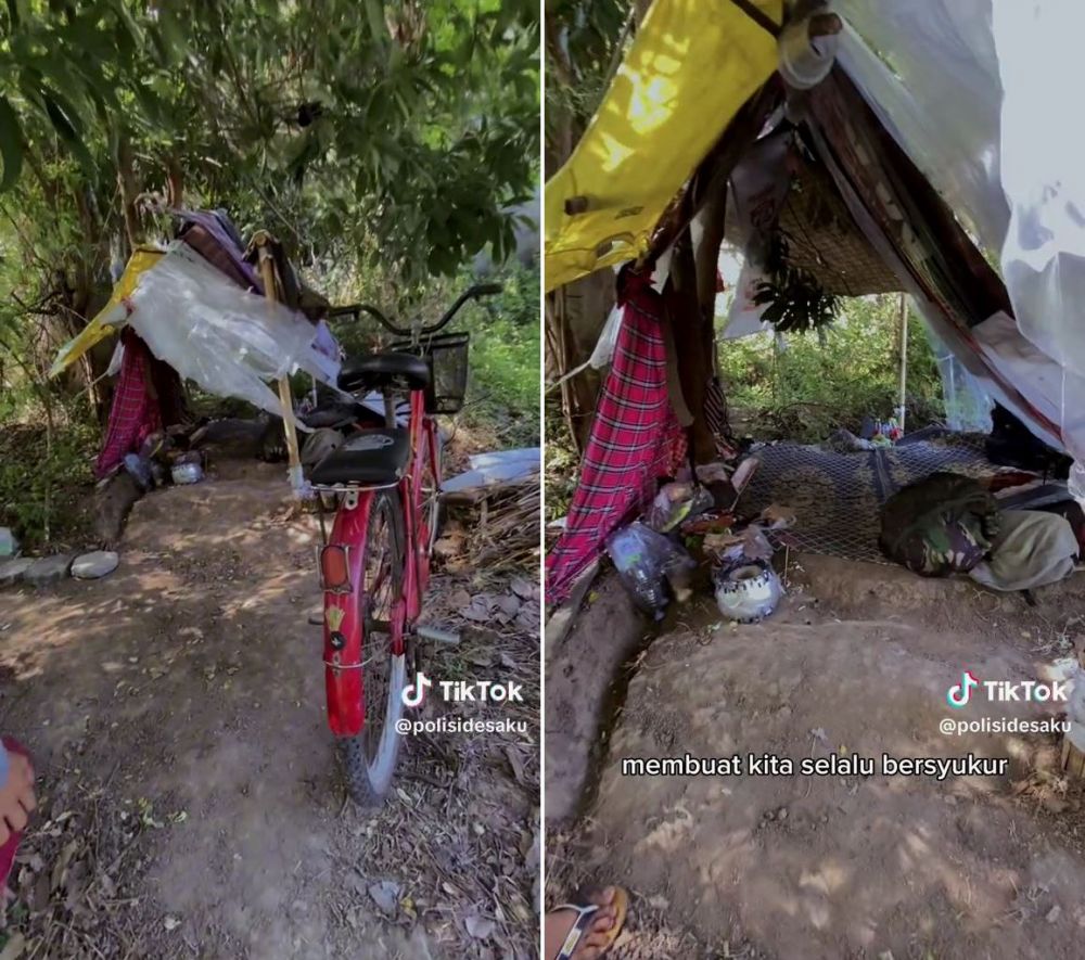 bapak anak tinggal di kebun © TikTok