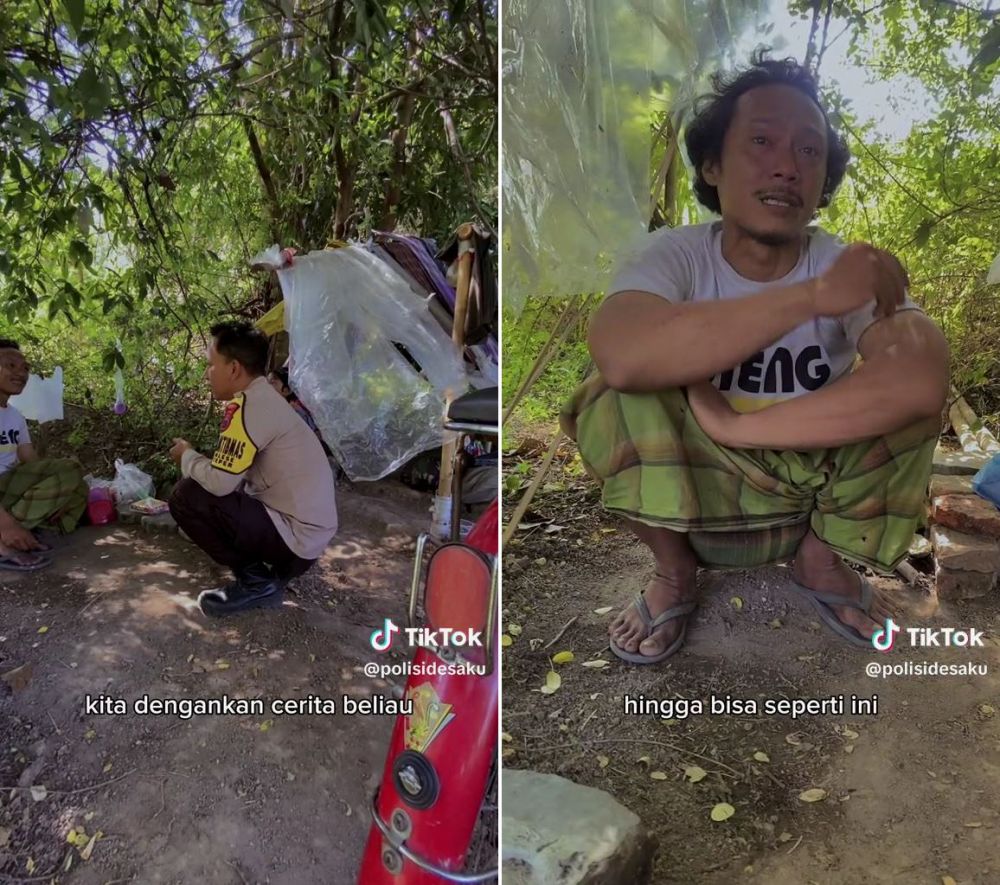 bapak anak tinggal di kebun © TikTok
