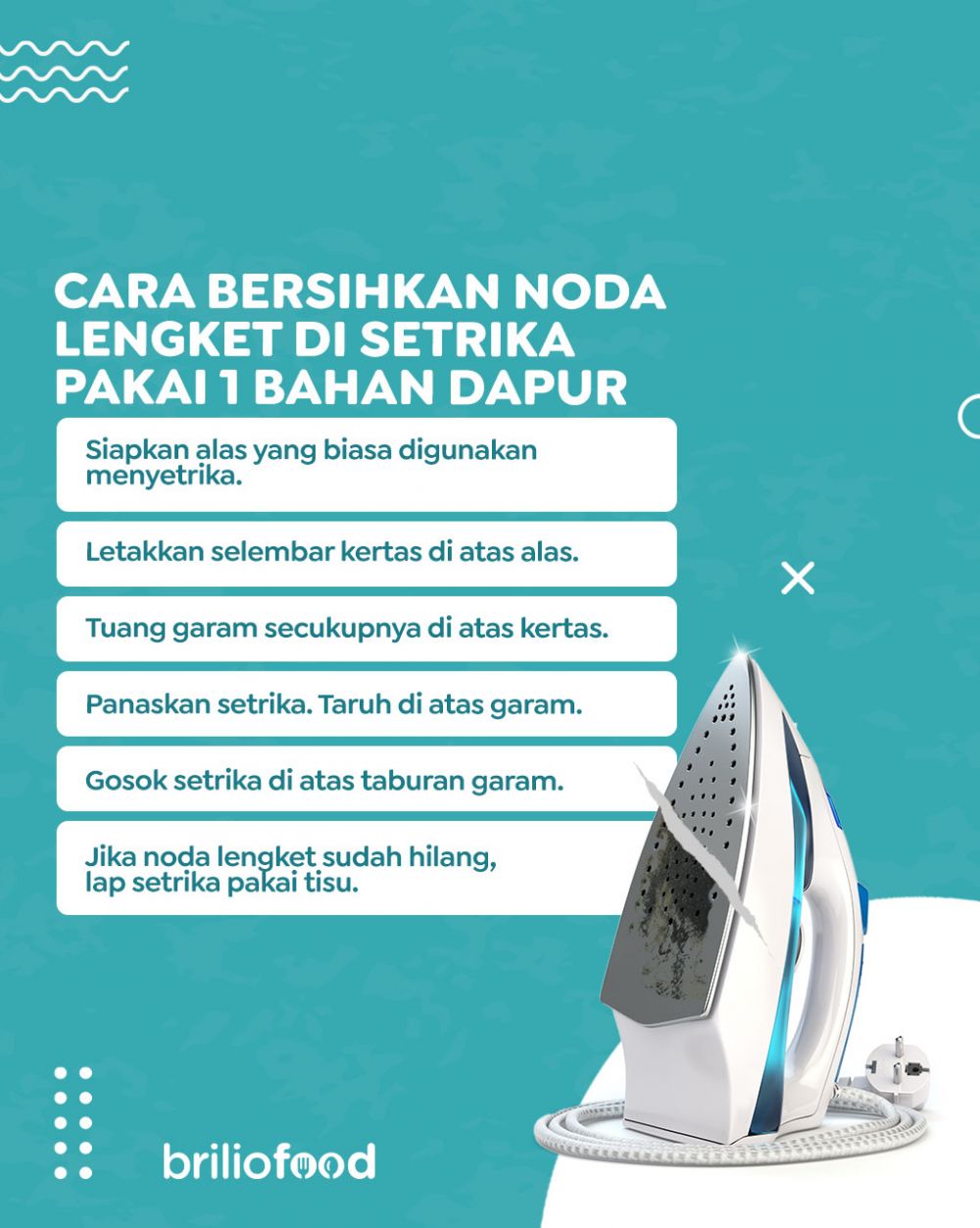 Bukan pakai lilin, ini trik hilangkan noda lengket pada setrika cuma pakai 1 bahan dapur