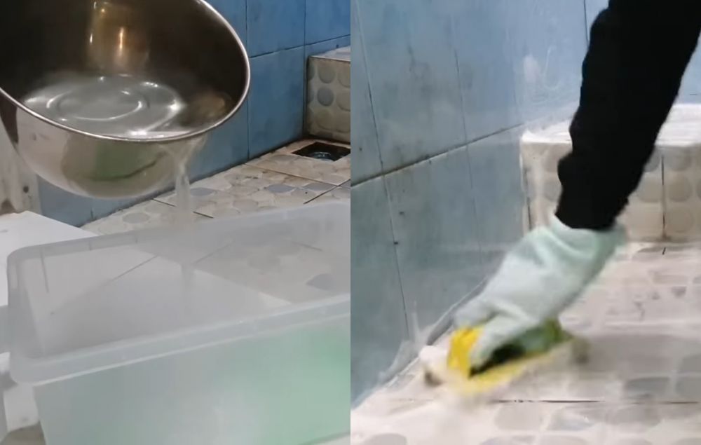Modal 2 bahan dapur, ini trik hilangkan kerak dan lumut di lantai kamar mandi agar wanginya tahan lama