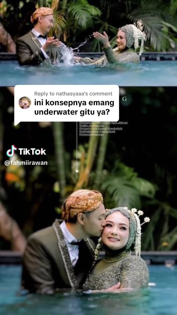 Manten nyemplung di kolam © TikTok Manten nyemplung di kolam © TikTok