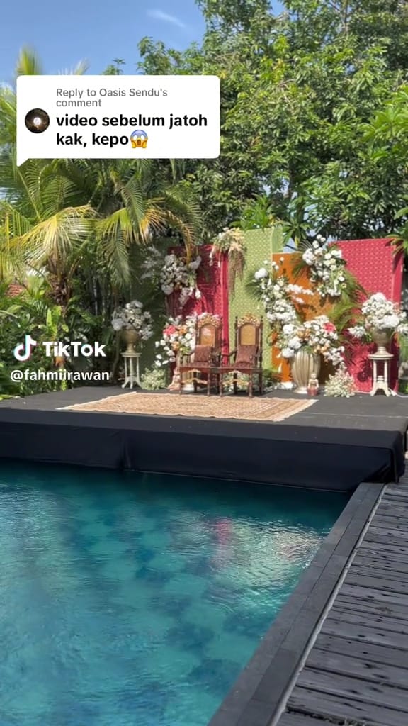 Manten nyemplung di kolam © TikTok Manten nyemplung di kolam © TikTok