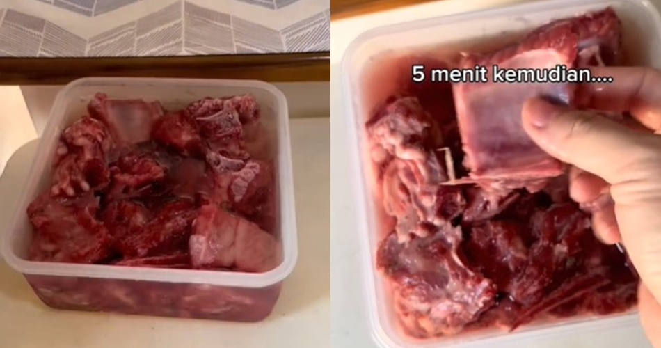 Cuma 5 menit, ini trik mencairkan daging sapi beku tanpa masuk microwave mengandalkan 3 bahan dapur