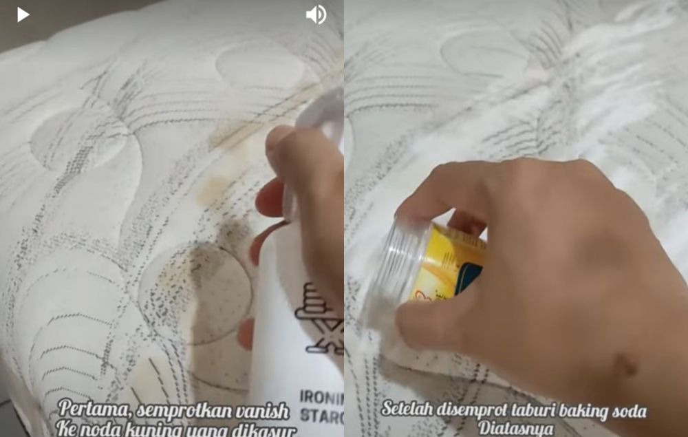 Tak perlu disikat dan dijemur, begini trik bersihkan noda kuning di kasur pakai 1 bahan dapur