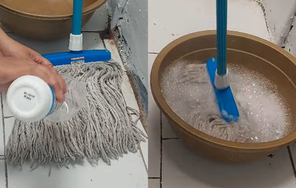 Cuma tambah 2 bahan masak, ini cara mencuci kain pel dekil buluk agar putih dan bersih lagi