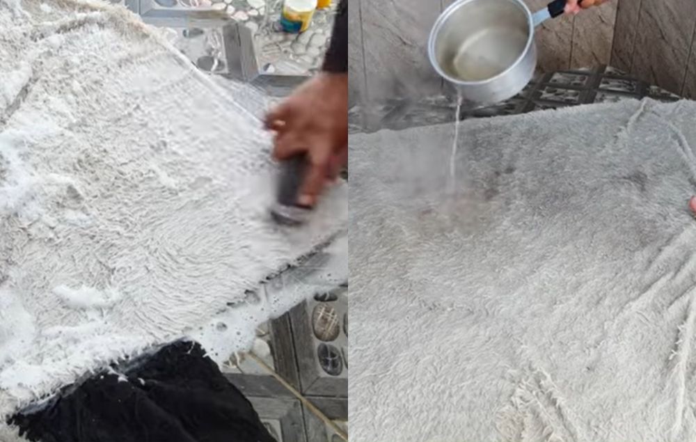 Tak pakai mesin cuci, ini trik ampuh memutihkan karpet bulu dekil modal tambahan 2 bahan dapur