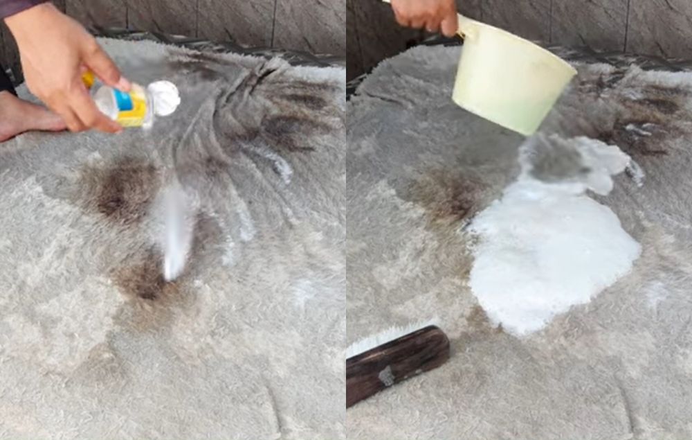 Tak pakai mesin cuci, ini trik ampuh memutihkan karpet bulu dekil modal tambahan 2 bahan dapur
