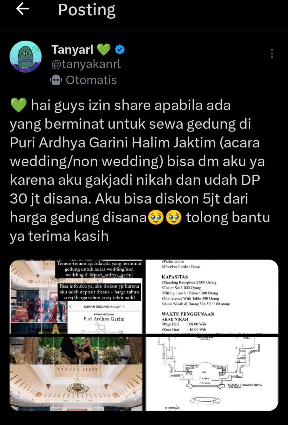 gedung batal nikah © Twitter gedung batal nikah © Twitter