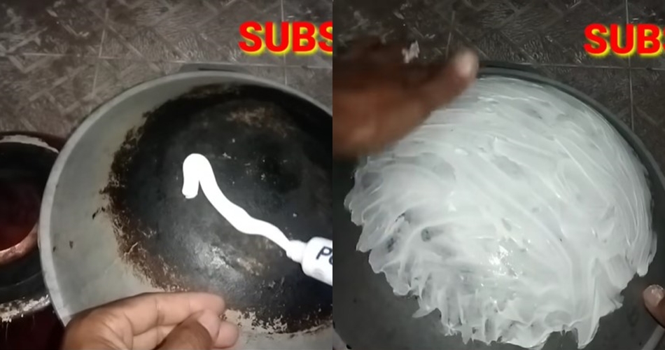 Tak perlu sitrun atau cuka, ini cara bersihkan kerak gosong di pantat wajan ditambah 2 bahan dapur